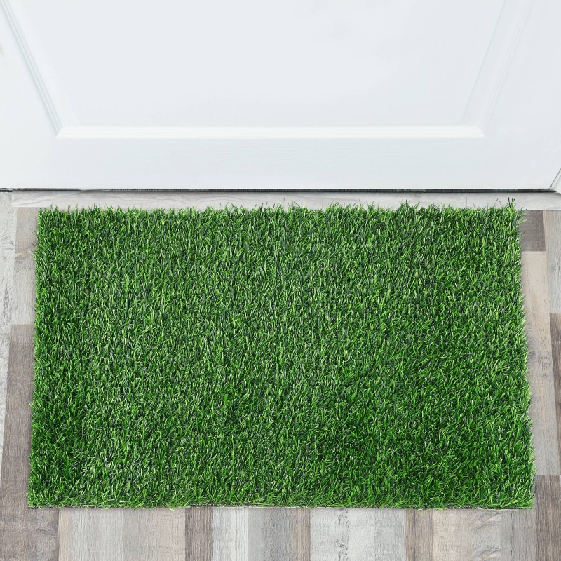 Outdoor Rug Waterproof - พรมหญ้าเทียมกันลื่น สีดำ สำหรับประตูทางเข้า ตกแต่งหน้าบ้าน กันน้ำ