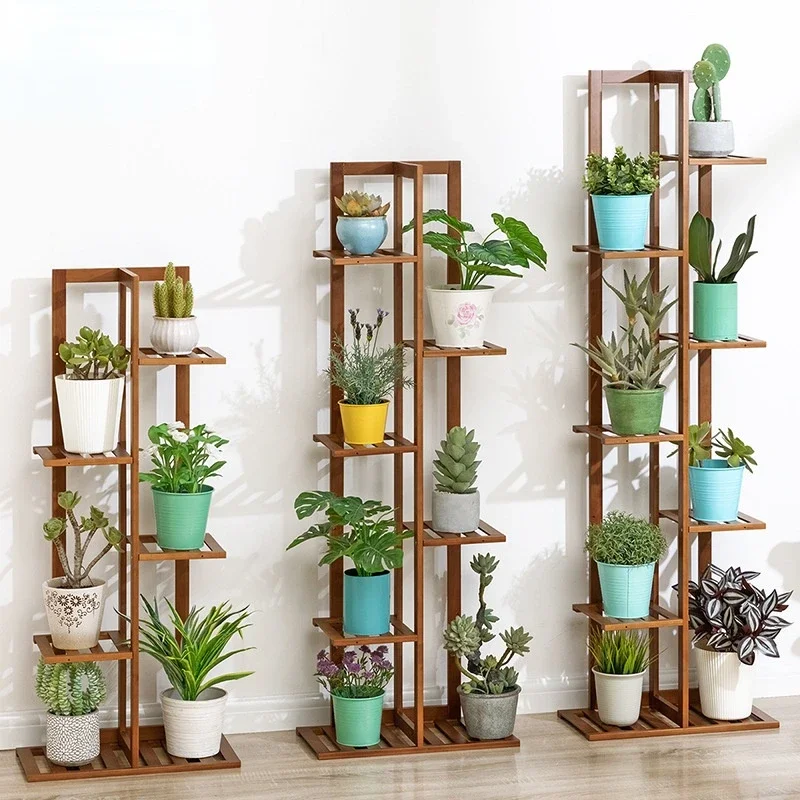 Outdoor Furniture On Sale - ระเบียงสวนStandHealthyไม้ไผ่ดอกไม้ชั้นวางของหลายStrong Load-Bearing Plant Racksชั้นวางของตกแต่งสินค้าใหม่