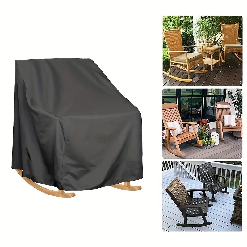 Outdoor Furniture Rocking Chair - ผ้าคลุมเก้าอี้โยกกลางแจ้งแบบผ้าอ็อกซ์ฟอร์ดสำหรับงานหนัก - ตัวป้องกันเฟอร์นิเจอร์ลานบ้านทุกสภาพอากาศพร้อมเชือกผูกแบบปรับได้