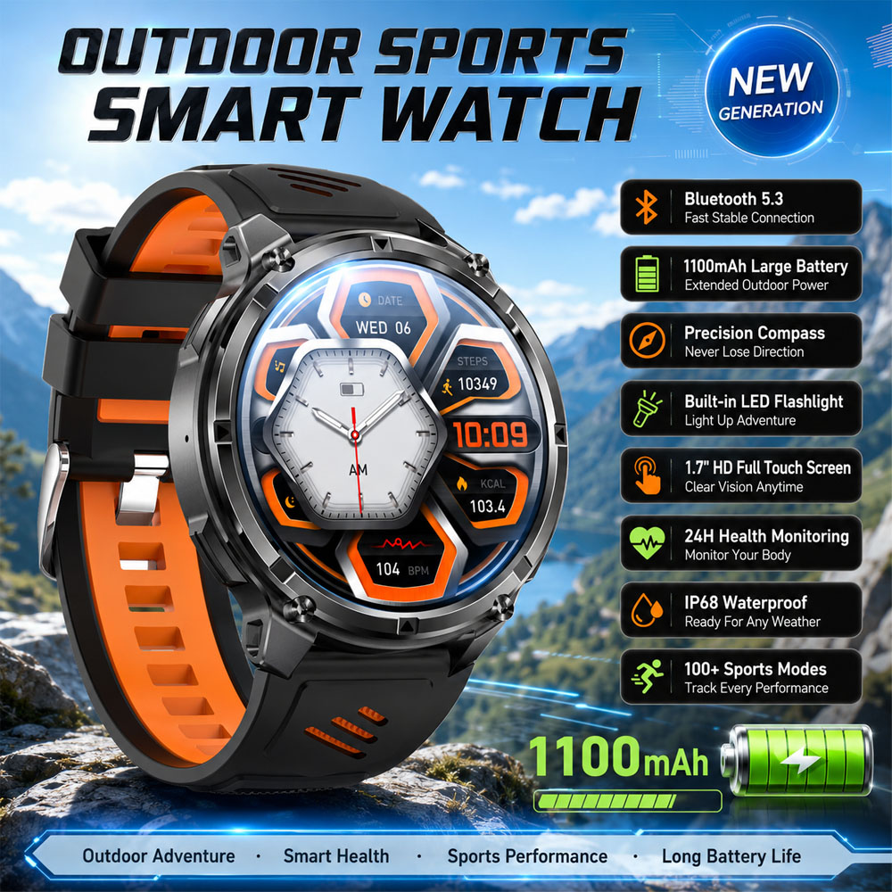 Outdoor Rug Waterproof - สมาร์ทวอทช์ YAOCX AMOLED สำหรับผู้ชาย แบตเตอรี่ 1100mAh