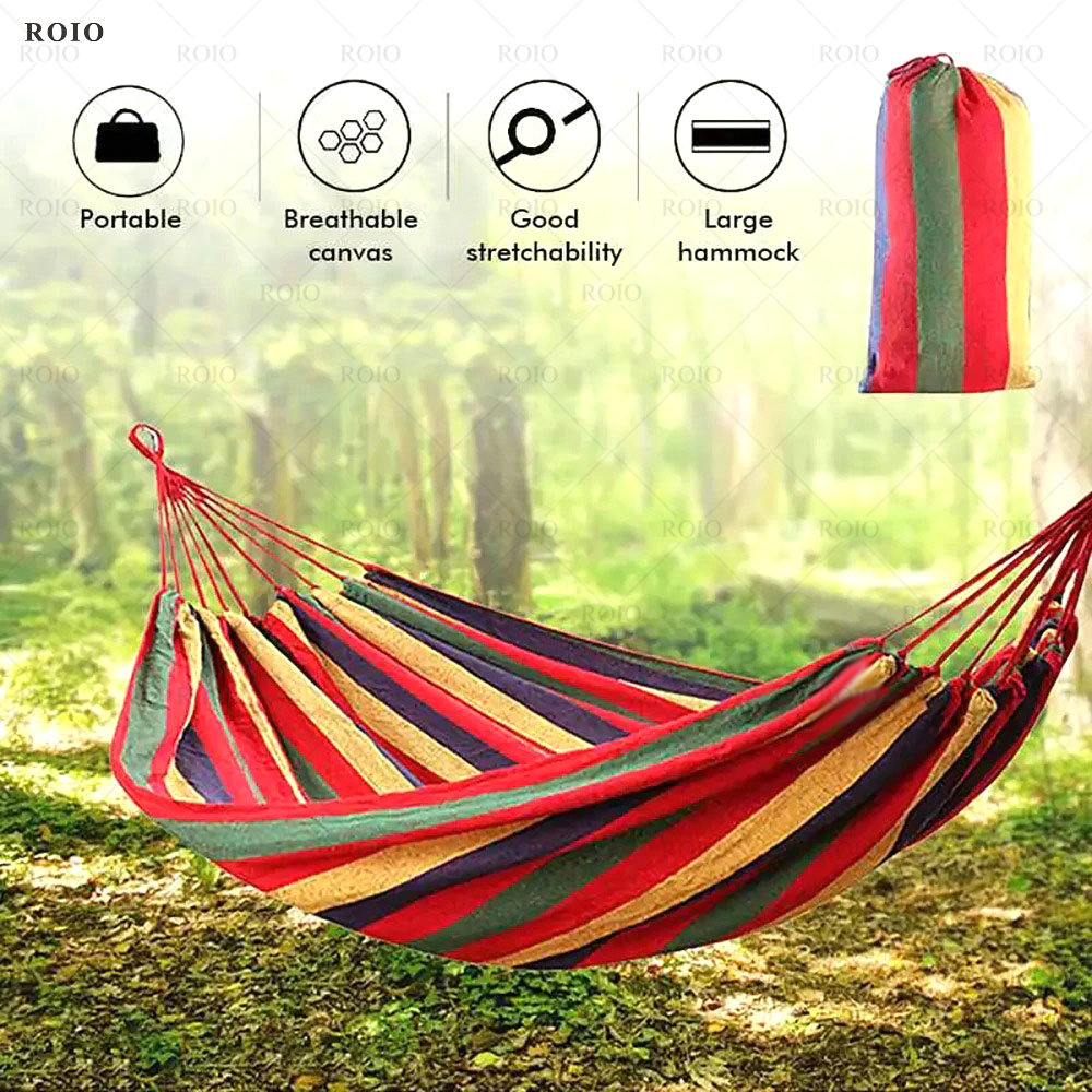 Outdoor Furniture Rocking Chair - เปลญวนสำหรับตั้งแคมป์ ผ้าแคนวาสหนา ทนทาน เปลญวนเดี่ยว เปลญวนคู่ สำหรับเดินทาง