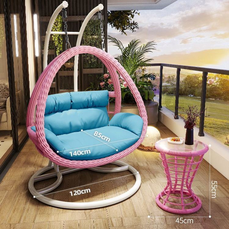 Outdoor Furniture Rocking Chair - เก้าอี้แขวนดีไซน์ทันสมัยสำหรับในบ้านและนอกบ้าน รูปทรงรังนก สำหรับระเบียงหรือสวน แบบ 2 ที่นั่ง