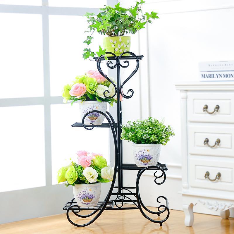 Outdoor Furniture On Sale - 4ชั้นเหล็กระเบียงสีเขียวสับปะรด Rack ในร่มชั้นวางดอกไม้ห้องนั่งเล่นชั้น To ชั้นดอกไม้หม้อ