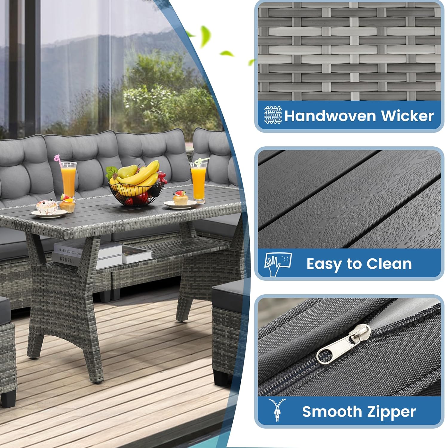 ชุดเฟอร์นิเจอร์ลานบ้าน 6 ชิ้น  - Outdoor Furniture Grey บทวิจารณ์และราคา