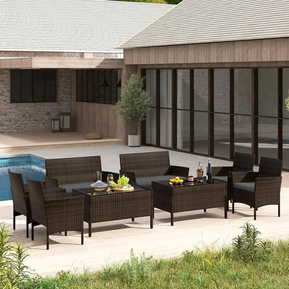 ชุดเฟอร์นิเจอร์ลานบ้านหวายกลาง - Outdoor Furniture Grey บทวิจารณ์และราคา