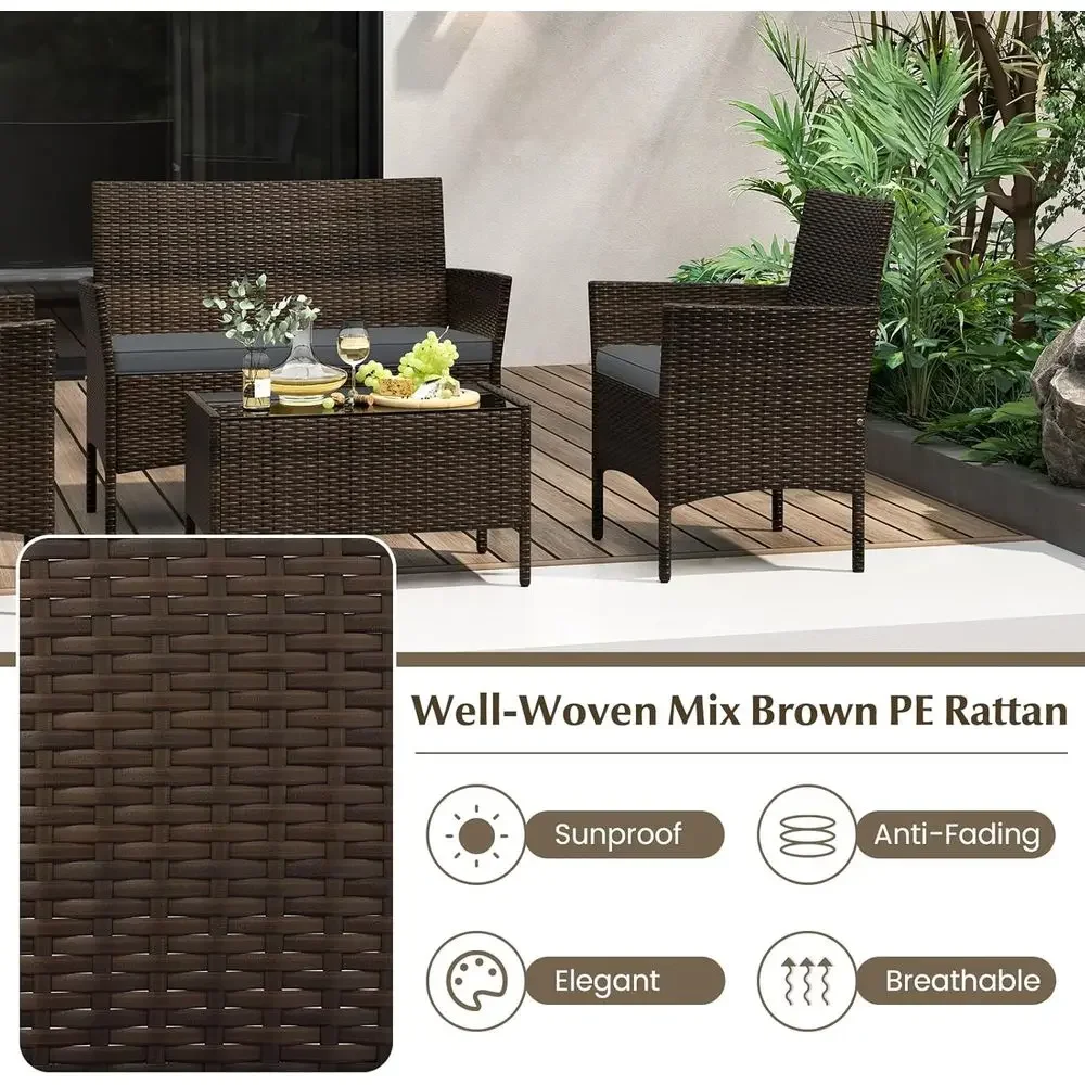 ชุดเฟอร์นิเจอร์ลานบ้านหวายกลาง - Outdoor Furniture Grey บทวิจารณ์และราคา