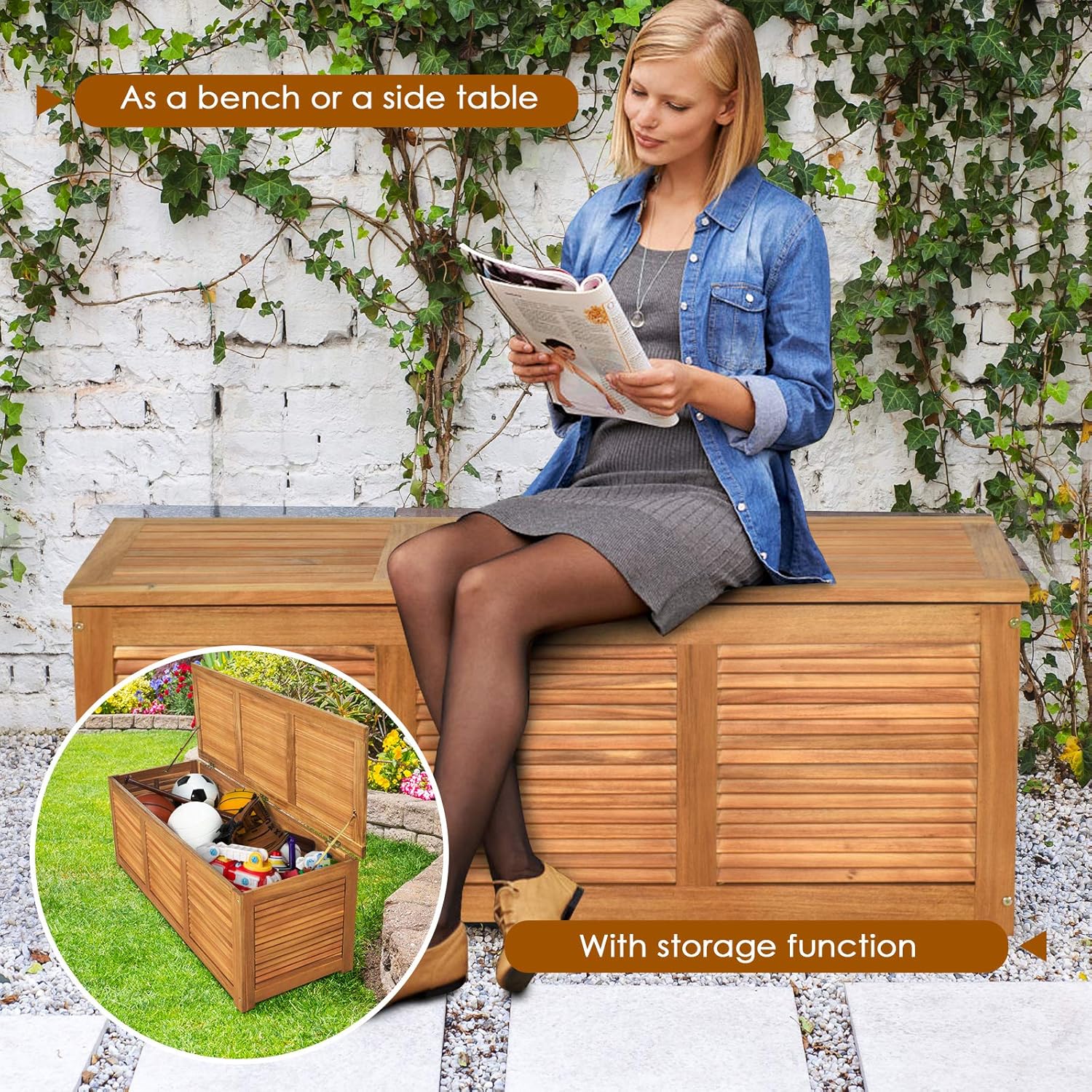กล่องเก็บของไม้กระถินณรงค์, ม้ - Garden Storage Box บทวิจารณ์และราคา