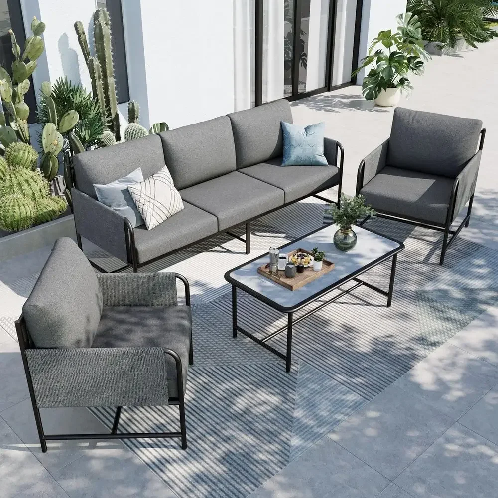 ชุดเฟอร์นิเจอร์ลานกลางแจ้ง 5 ท - Outdoor Furniture Grey บทวิจารณ์และราคา