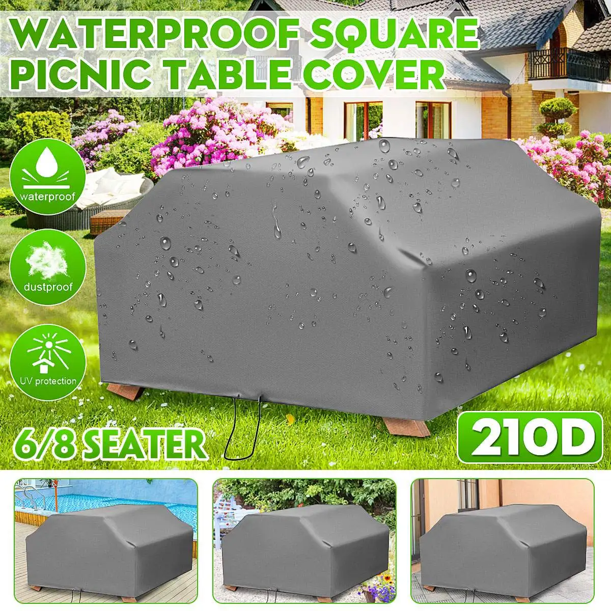 210D สำหรับโต๊ะปิคนิค6/8ที่นั่ - Outdoor Furniture Grey บทวิจารณ์และราคา