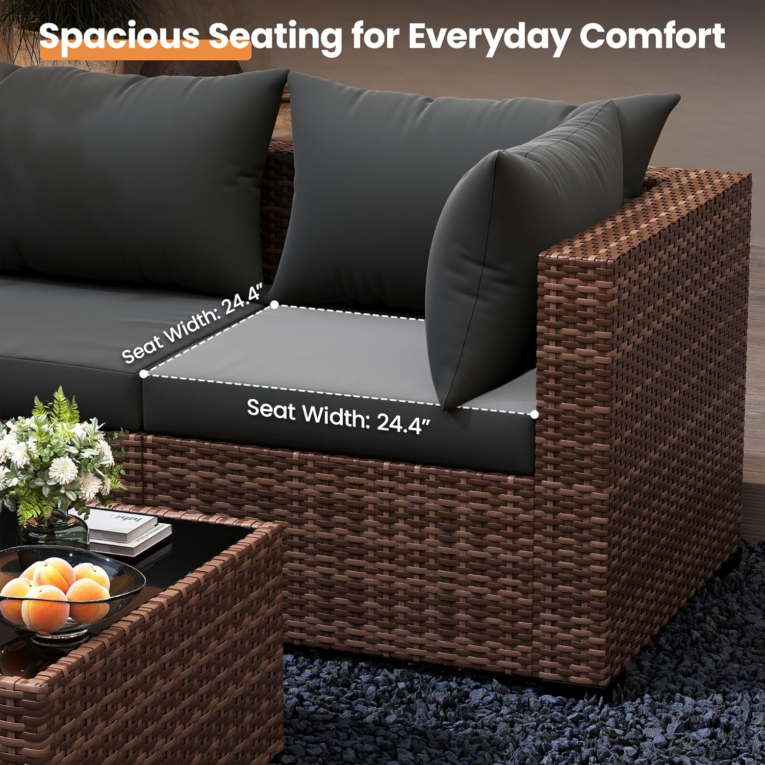ชุดโซฟาแบบแยกส่วน 5 ชิ้น สำหรั - Outdoor Furniture Grey บทวิจารณ์และราคา