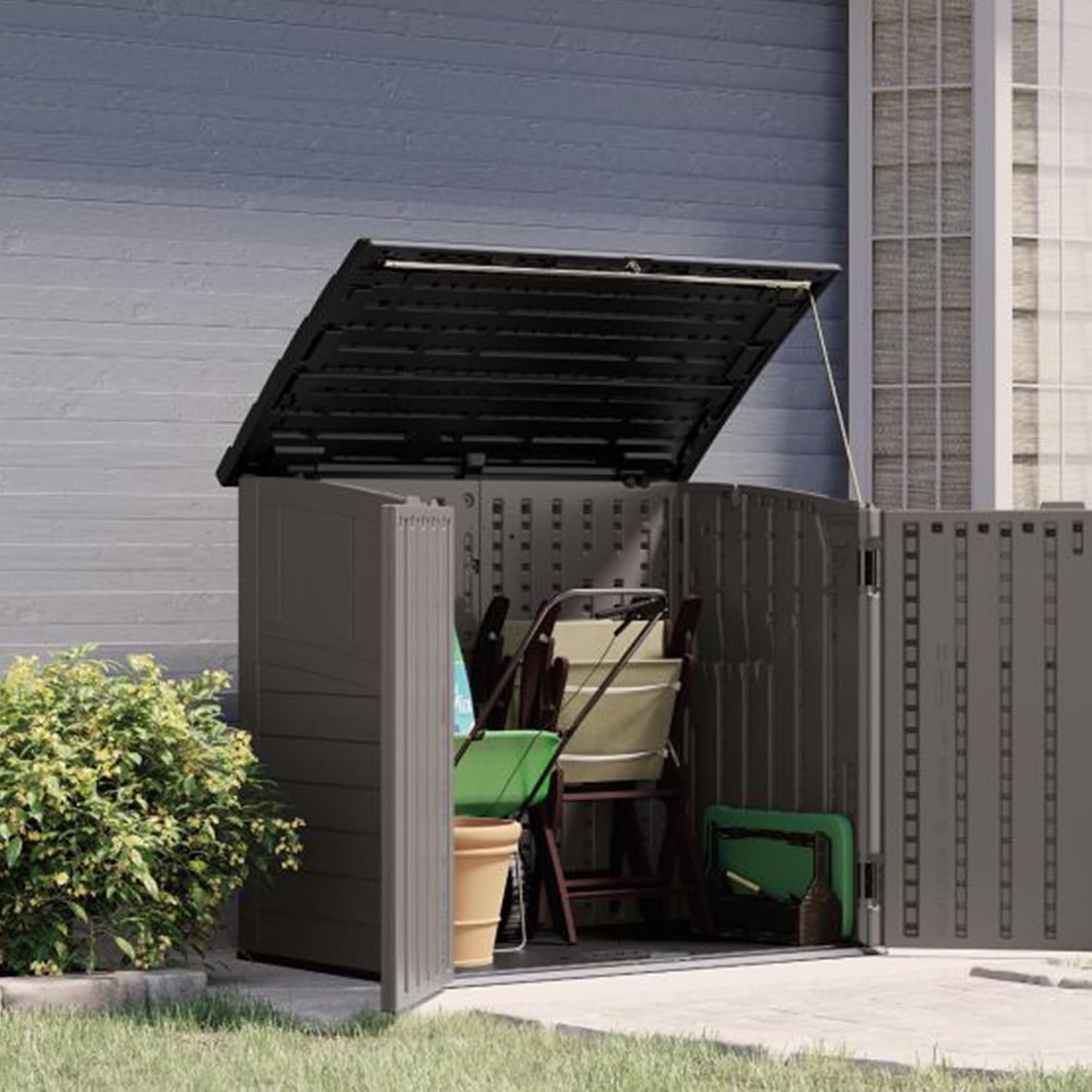 โรงเก็บของกลางแจ้งสำหรับสวนหลั - Garden Storage Box บทวิจารณ์และราคา