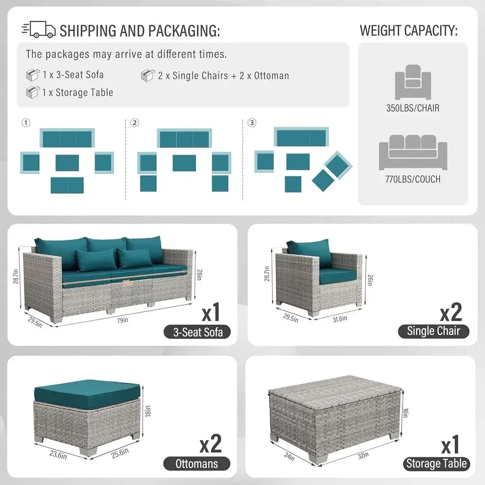 ชุดเฟอร์นิเจอร์ลานกลางแจ้งหวาย - Outdoor Furniture Grey บทวิจารณ์และราคา