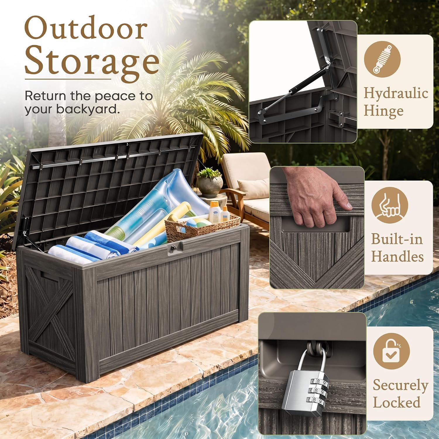 กล่องเก็บของขนาดใหญ่ 120 แกลลอ - Outdoor Furniture Cushions บทวิจารณ์และราคา
