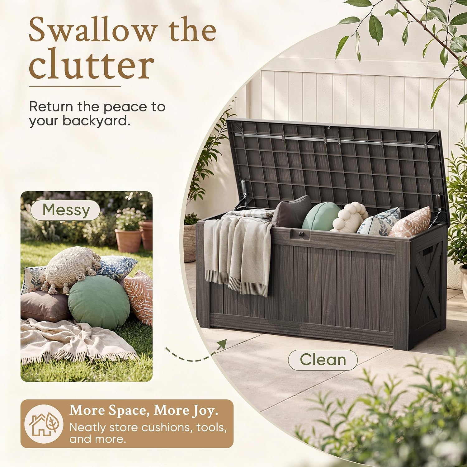 กล่องเก็บของขนาดใหญ่ 120 แกลลอ - Outdoor Furniture Cushions บทวิจารณ์และราคา