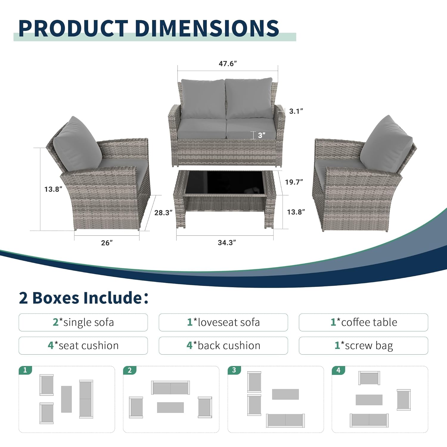 ชุดโซฟาแบบแยกส่วนสำหรับกลางแจ้ - Outdoor Furniture Grey บทวิจารณ์และราคา