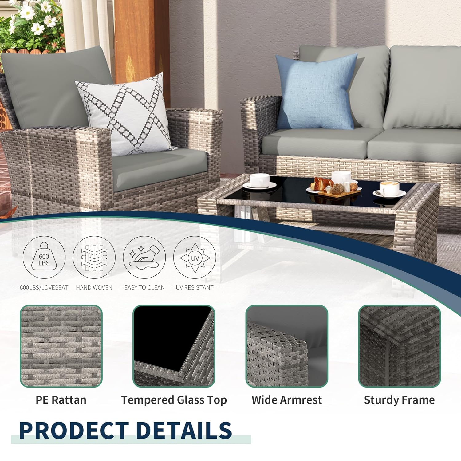 ชุดโซฟาแบบแยกส่วนสำหรับกลางแจ้ - Outdoor Furniture Grey บทวิจารณ์และราคา