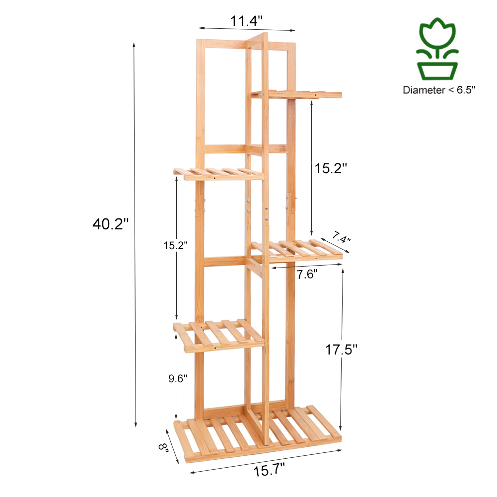 5 / 6 ชั้นสูงไม้ไผ่ยืนมุมชั้นว - Outdoor Furniture On Sale บทวิจารณ์และราคา