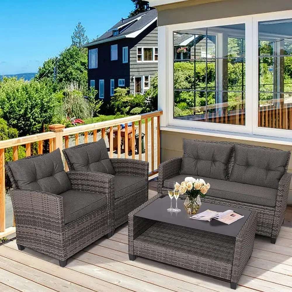 ชุดเฟอร์นิเจอร์ลานกลางแจ้งสีเท - Outdoor Furniture Grey บทวิจารณ์และราคา