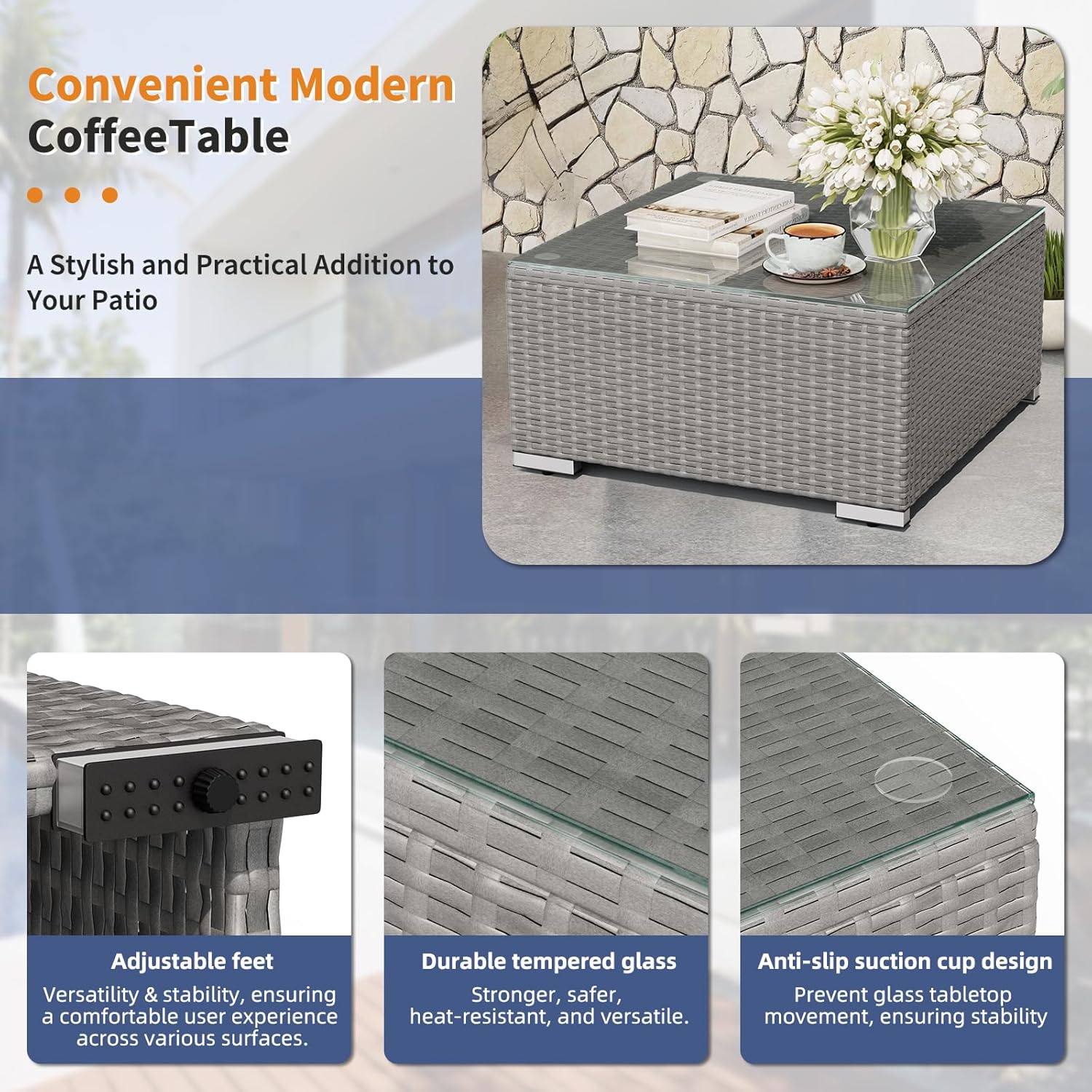 ชุดเฟอร์นิเจอร์ลานกลางแจ้ง 7 ช - Outdoor Furniture Grey บทวิจารณ์และราคา