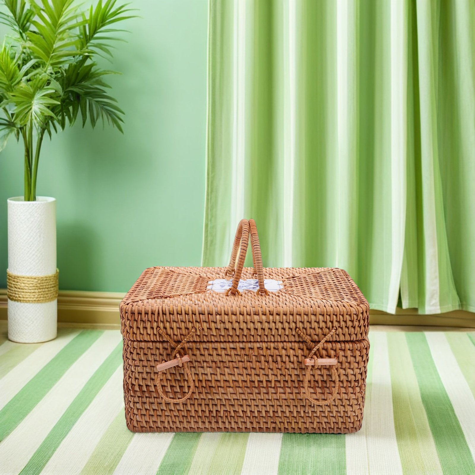 ตะกร้าปิกนิกหวายสานมือพร้อมหูจ - Garden Storage Box บทวิจารณ์และราคา
