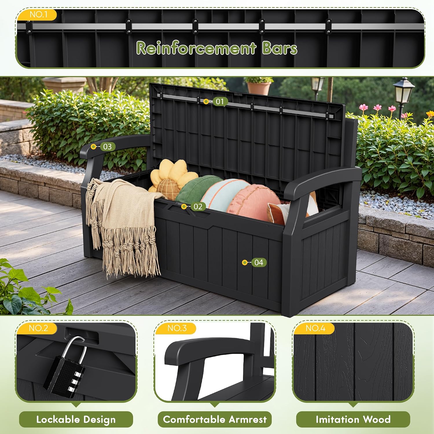 กล่องเก็บของในร่มและกลางแจ้งขน - Garden Storage Box บทวิจารณ์และราคา