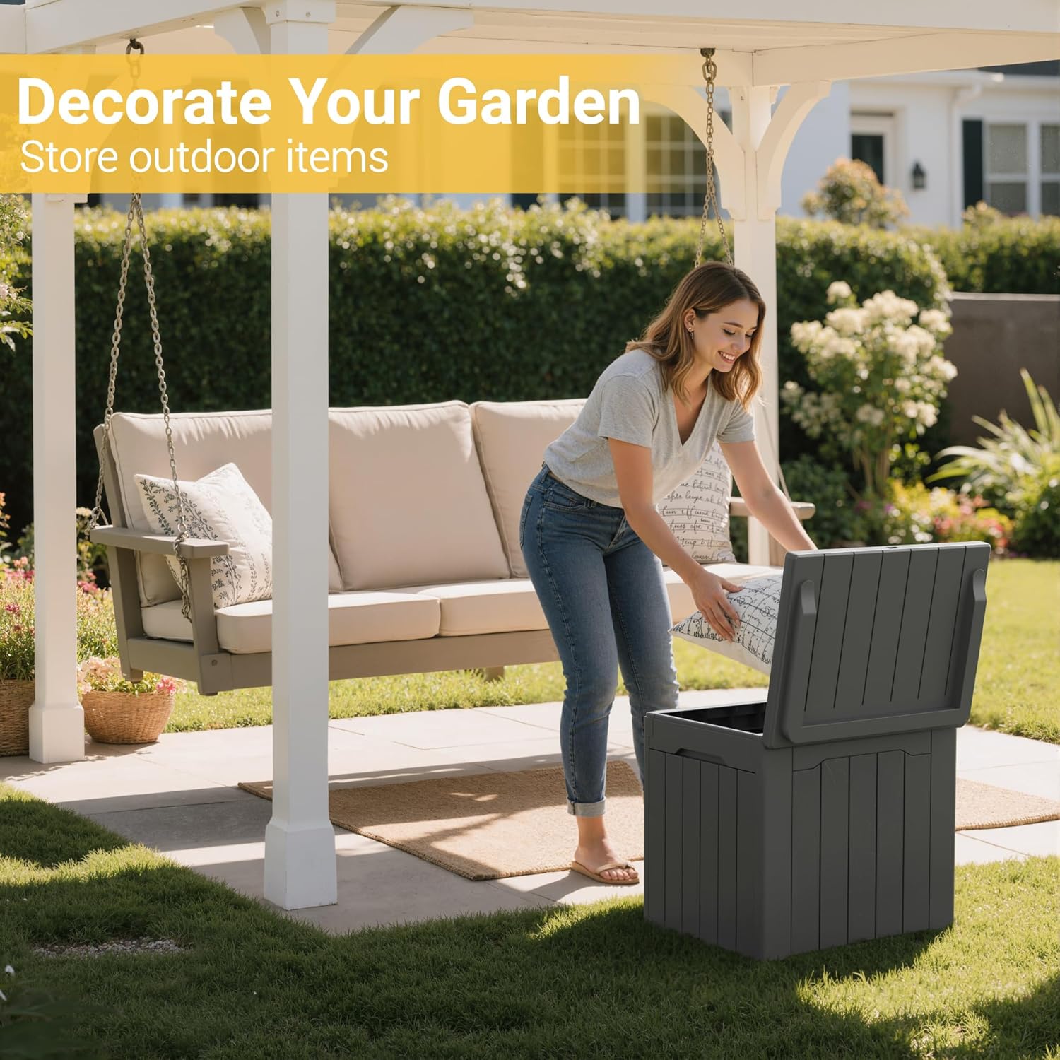 กล่องเก็บของกลางแจ้งขนาด 31 แก - Outdoor Furniture Grey บทวิจารณ์และราคา