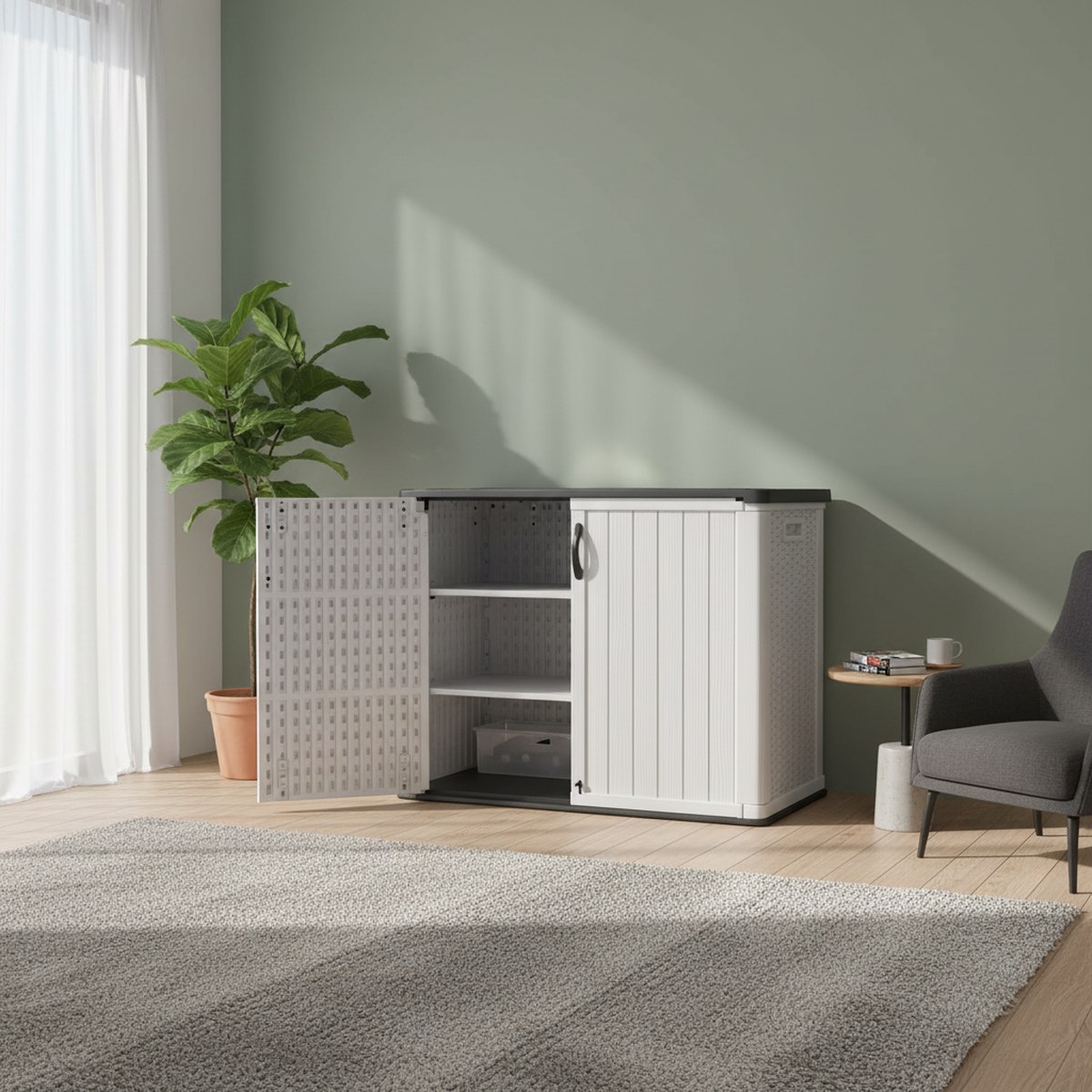 ห้องเก็บของกลางแจ้งขนาดใหญ่ทำจ - Garden Storage Box บทวิจารณ์และราคา