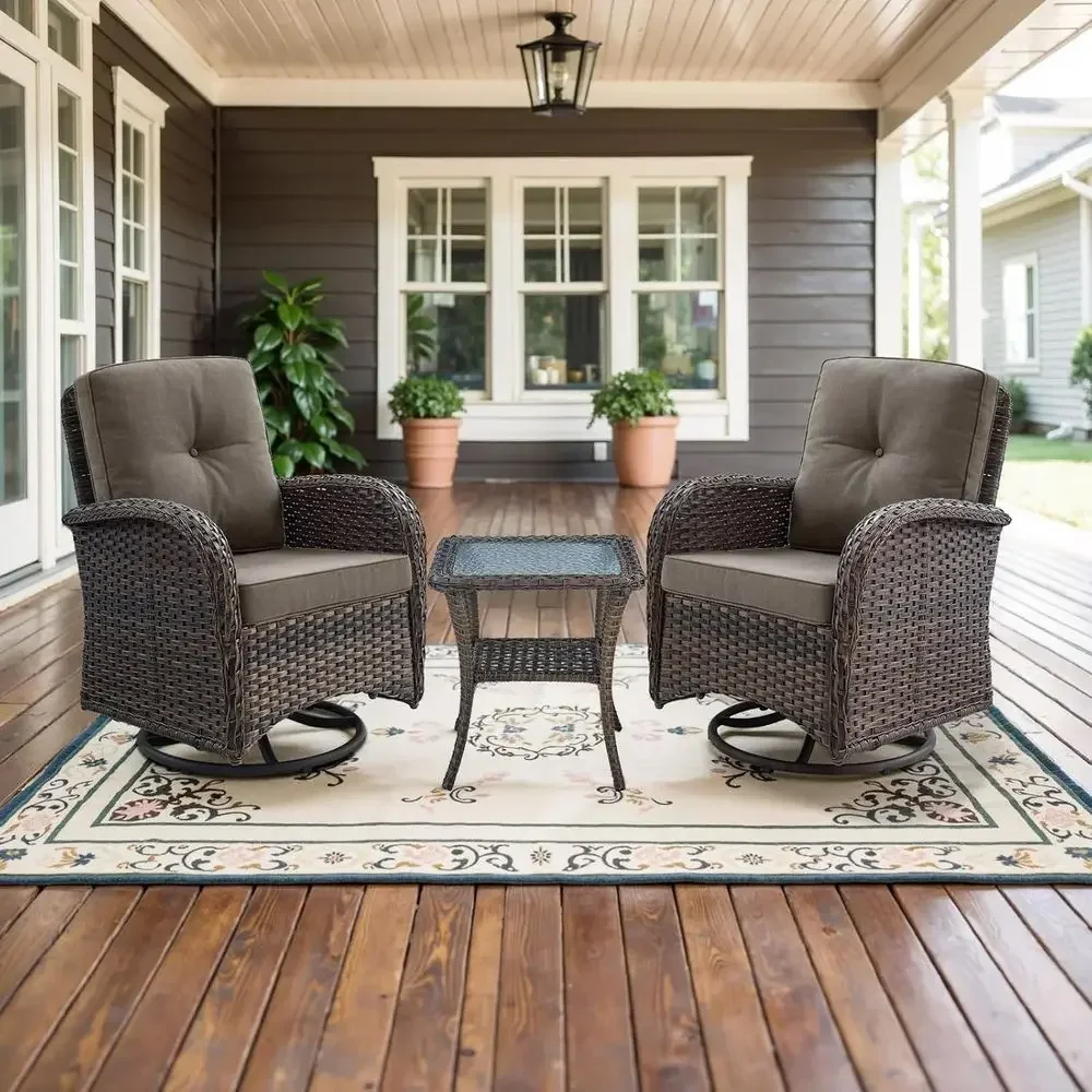 ชุดเก้าอี้โยกหมุนกลางแจ้ง 2 ตั - Outdoor Furniture Grey บทวิจารณ์และราคา